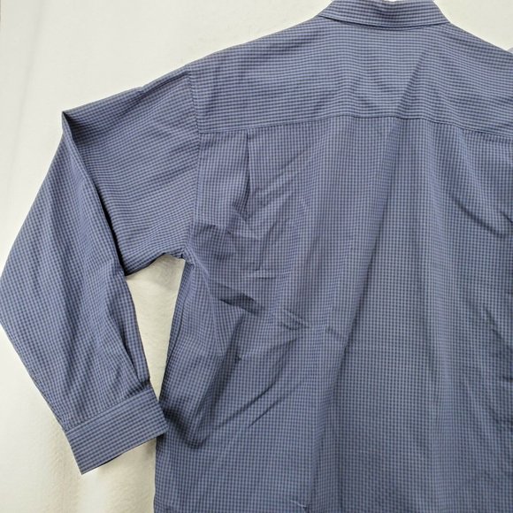 IZOD Shirt Men's Long Sleeve Casual Button Up Checkered Oxford Blue Large - Picture 10 of 12